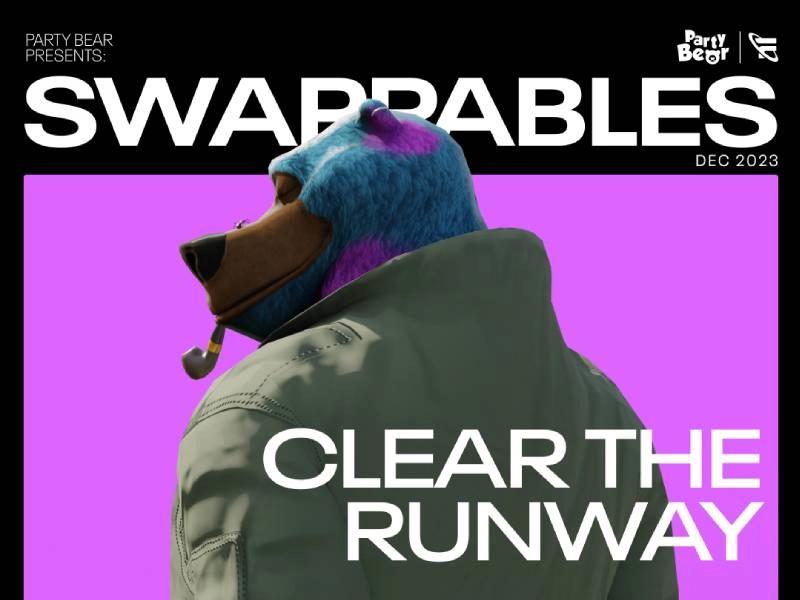 A Party Bear (NFT) with text saying "Clear The Runway"